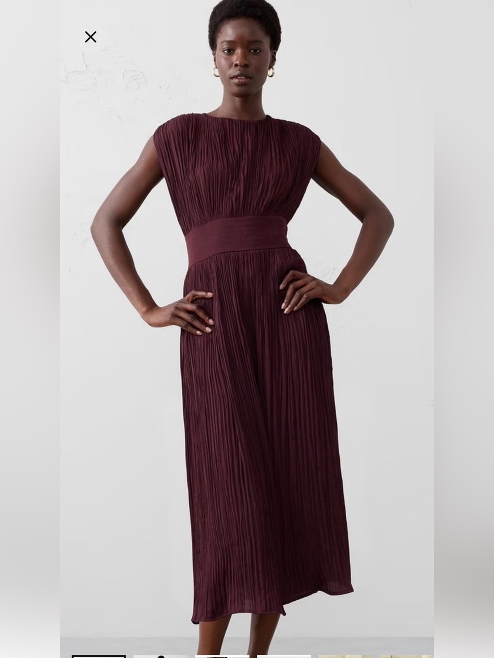 Banana Republic Pleated Dress in Bordeaux silk feel 0